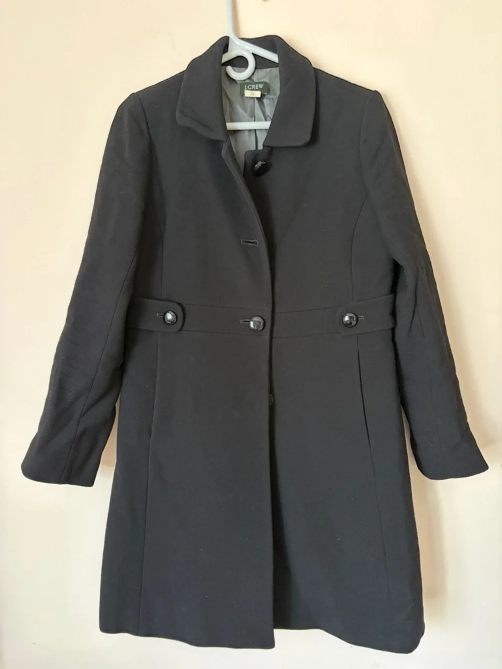 J. Crew Black stadium cloth Wool-Blend Double-Button Pea Coat - Picture 1 of 5